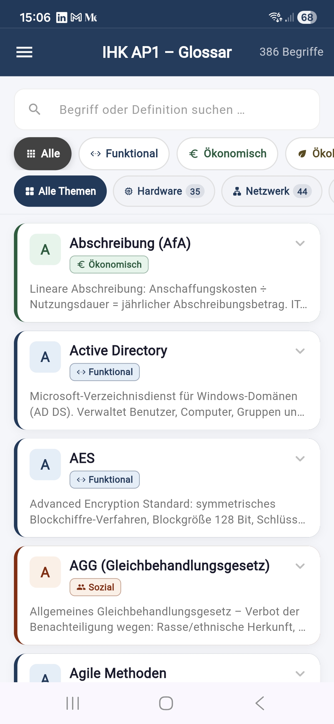 Startseite mit 386 Begriffen